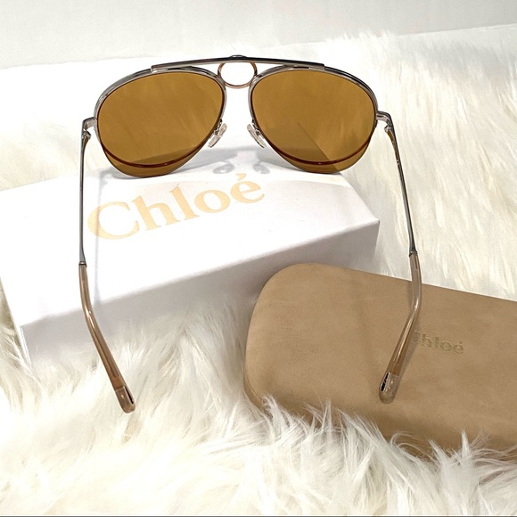 NEW Chloe Romie Large Aviator Sunglasses Copper main image 13